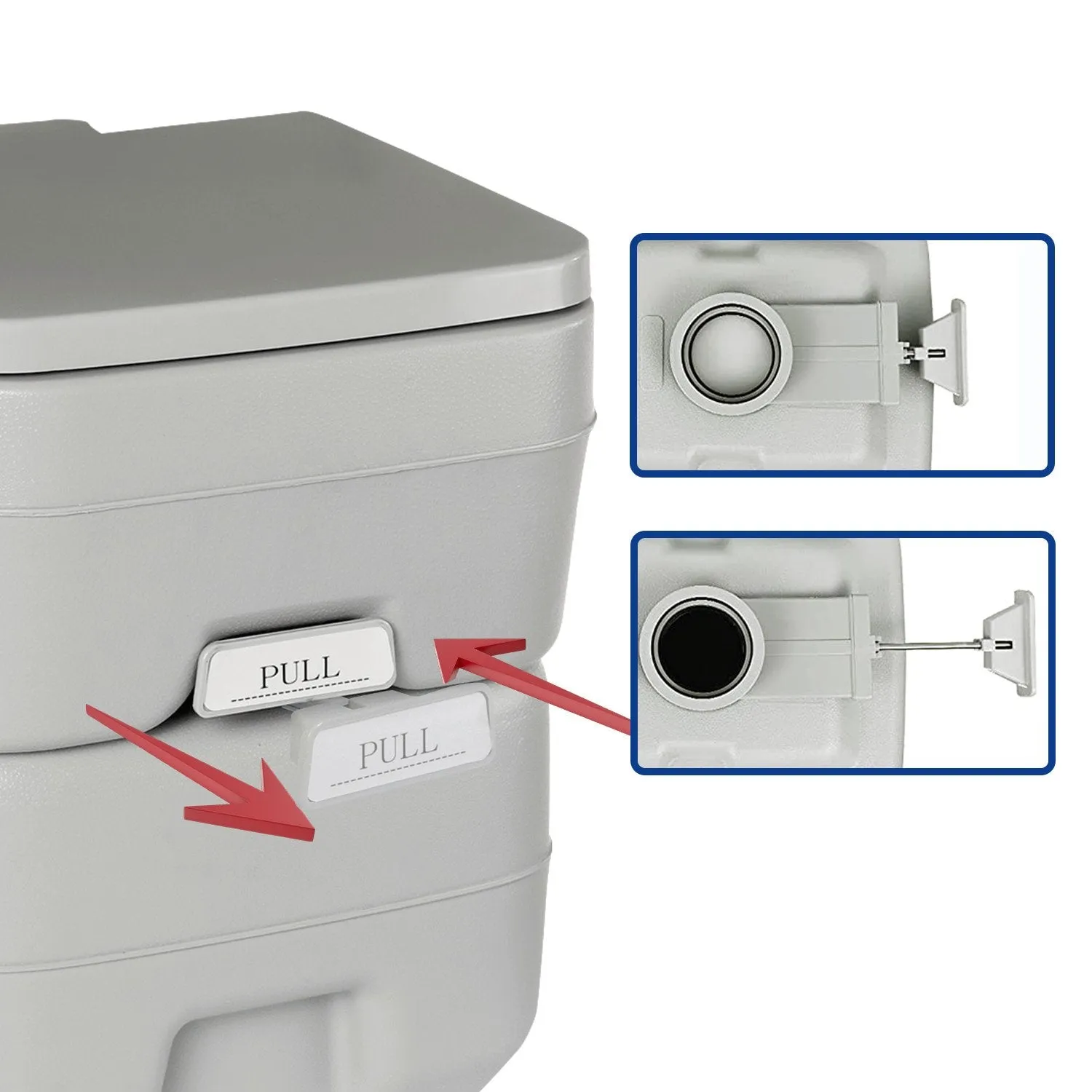 20L Press Flush Camping Toilet, Durable PE ABS - Wallaroo