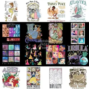 24 Cartoon Princess Movie Designs Bundle PNG