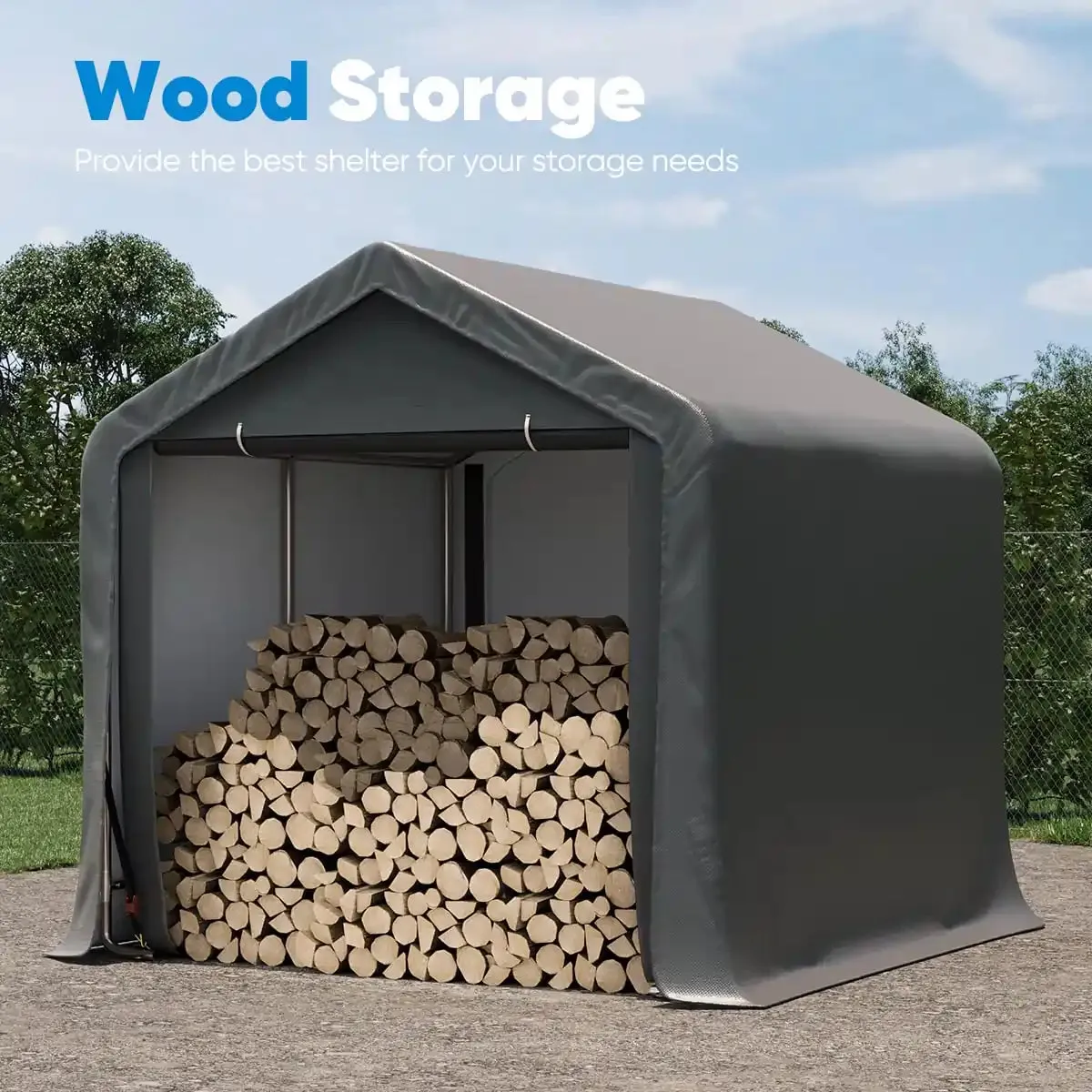 8' x 8' Portable Garage Outdoor Storage-Gray