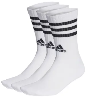 Adidas Accessories 3 Stripe Cushioned Crew Sock White Black