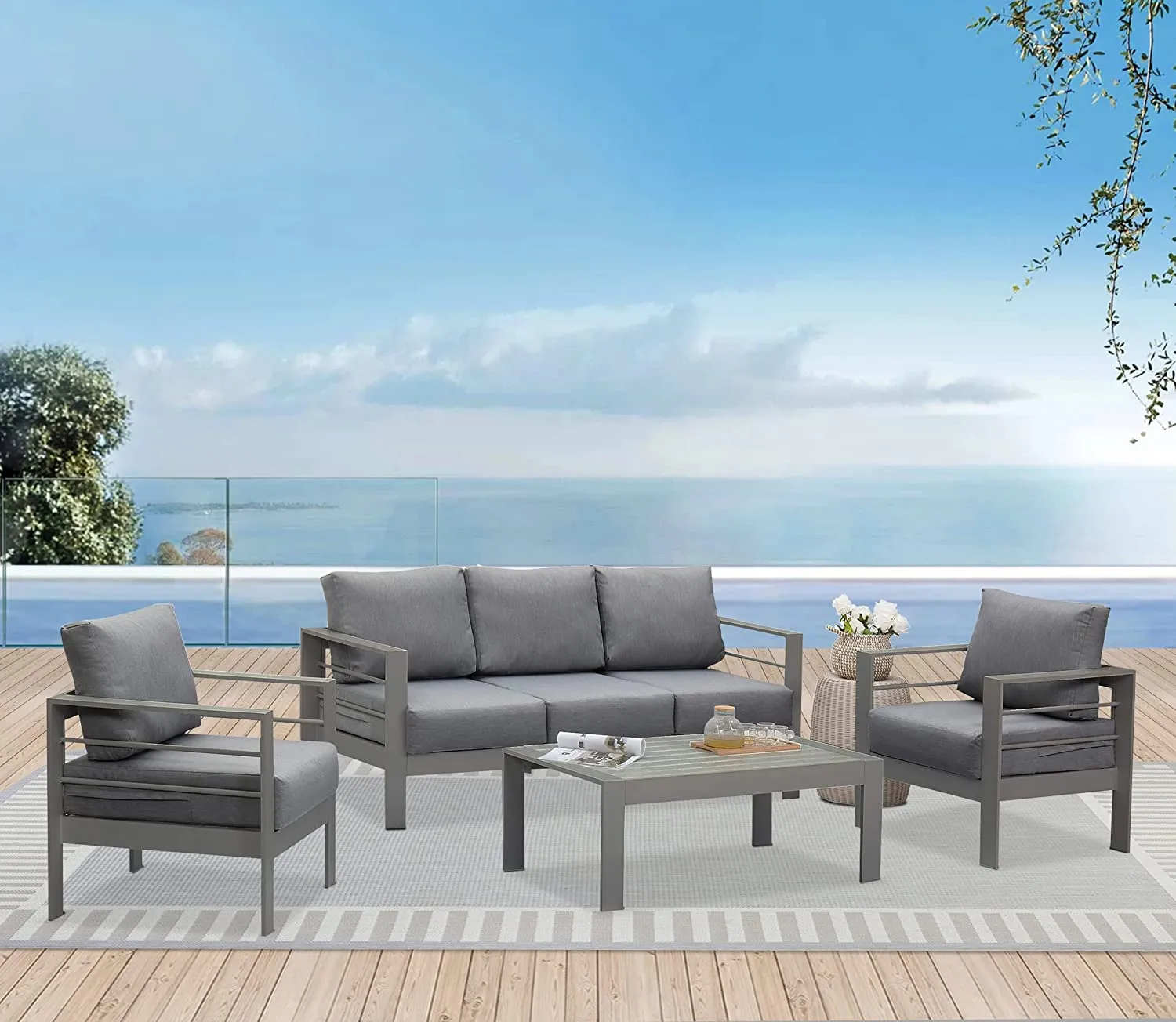 Aluminum Patio Furniture Set 4 Pcs