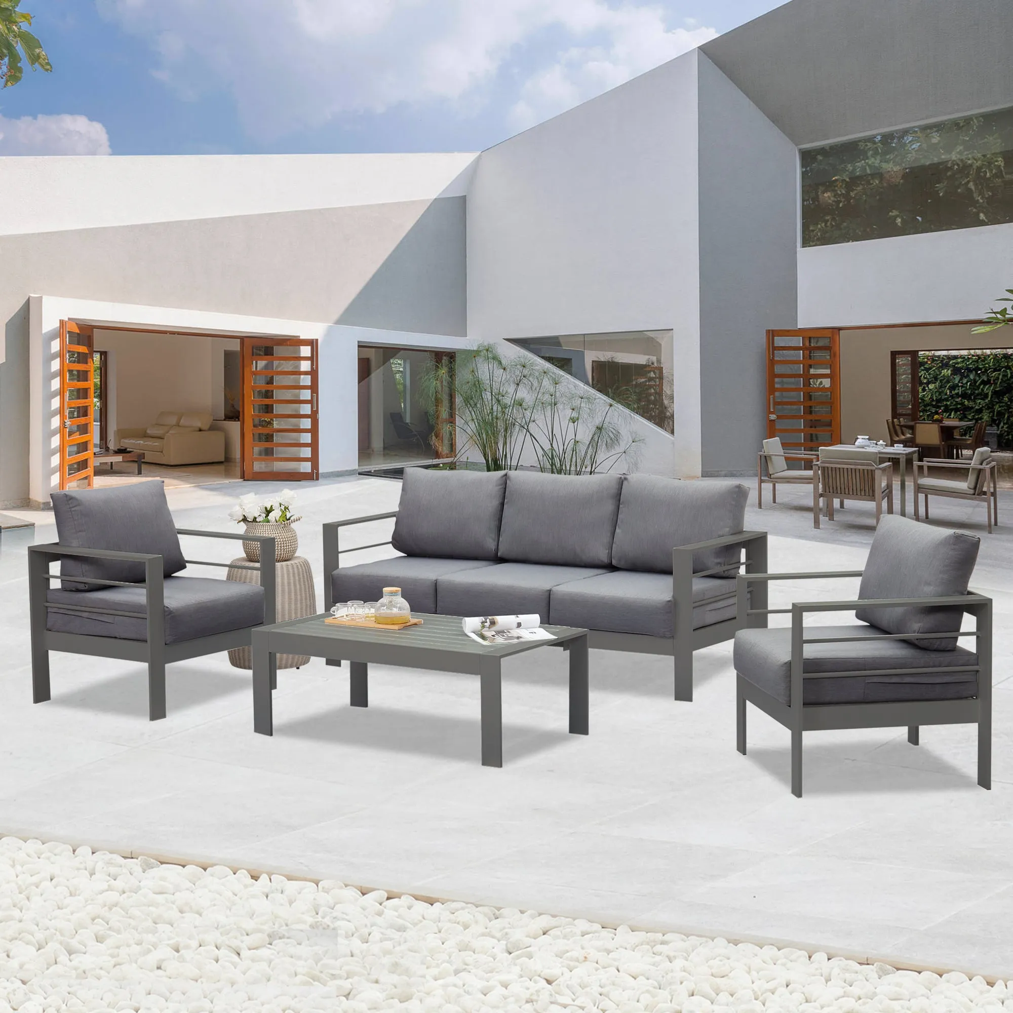 Aluminum Patio Furniture Set 4 Pcs