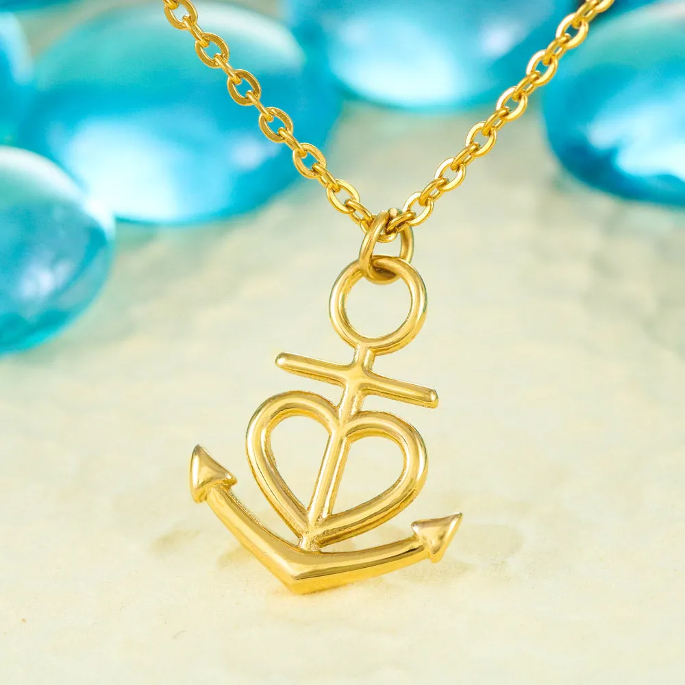 Anchor Heart Necklace With Son To Mom Adorable "I Love You" Message Card