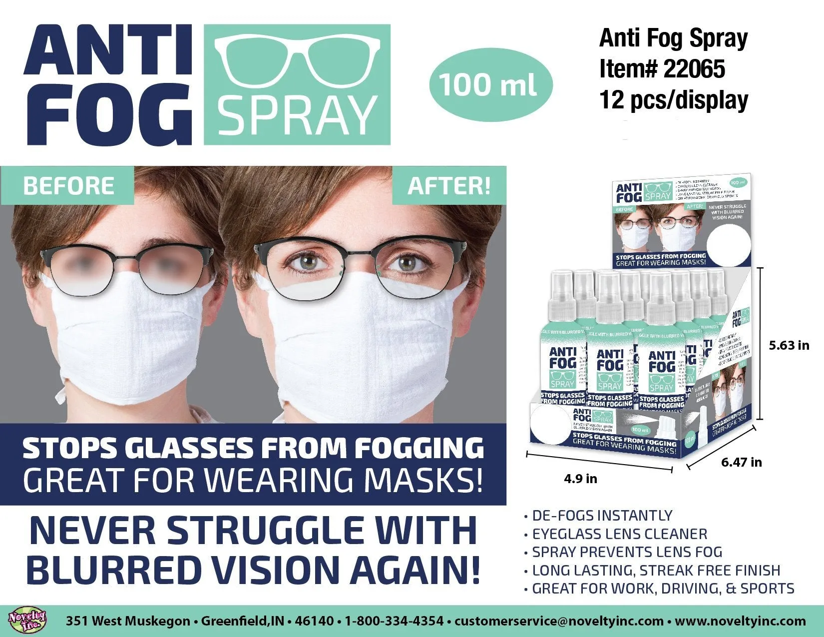 Anti Fog Spray 24 Pieces Per Retail Ready Display 22065