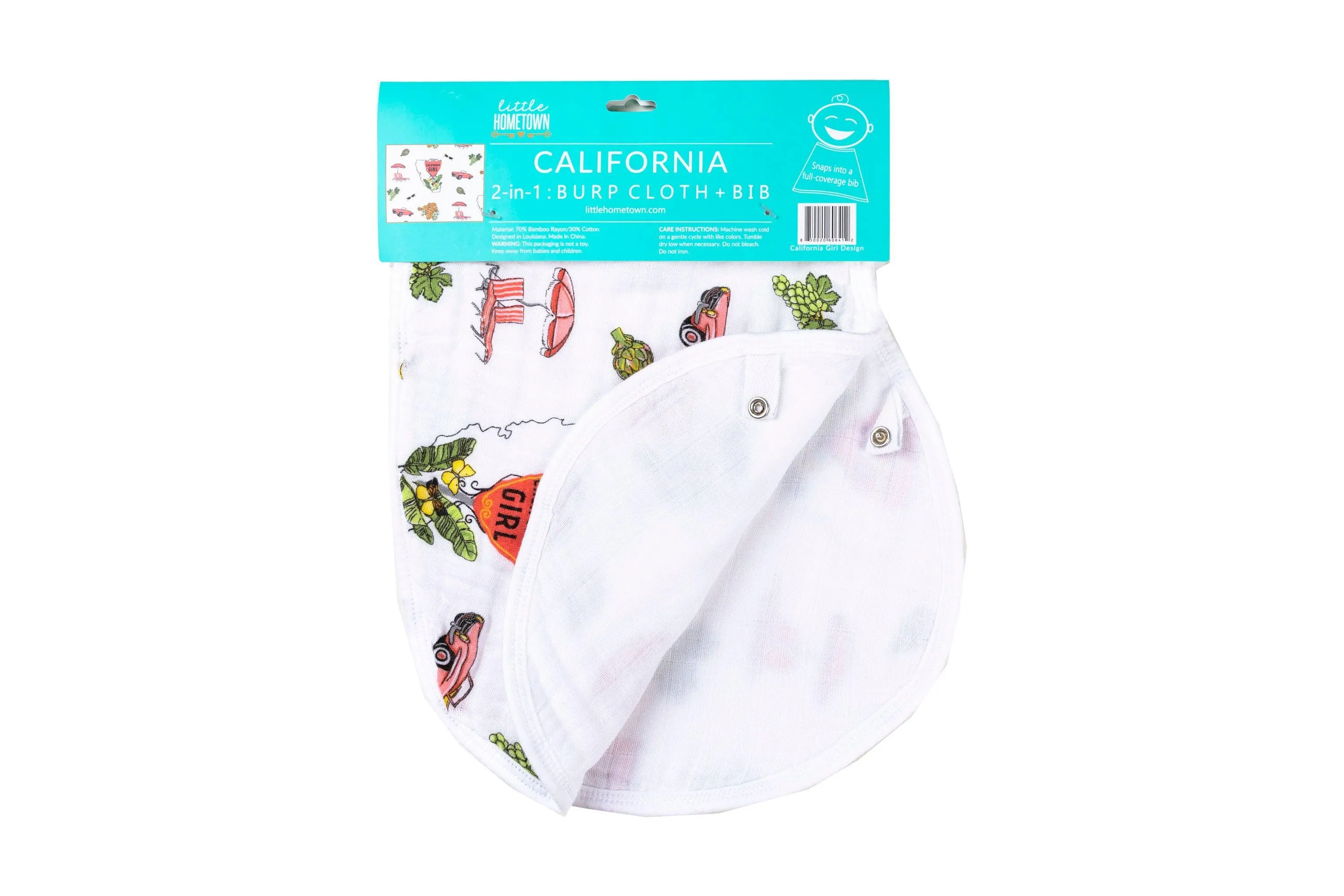 Baby Burp Cloth & Bib Combo: California Girl