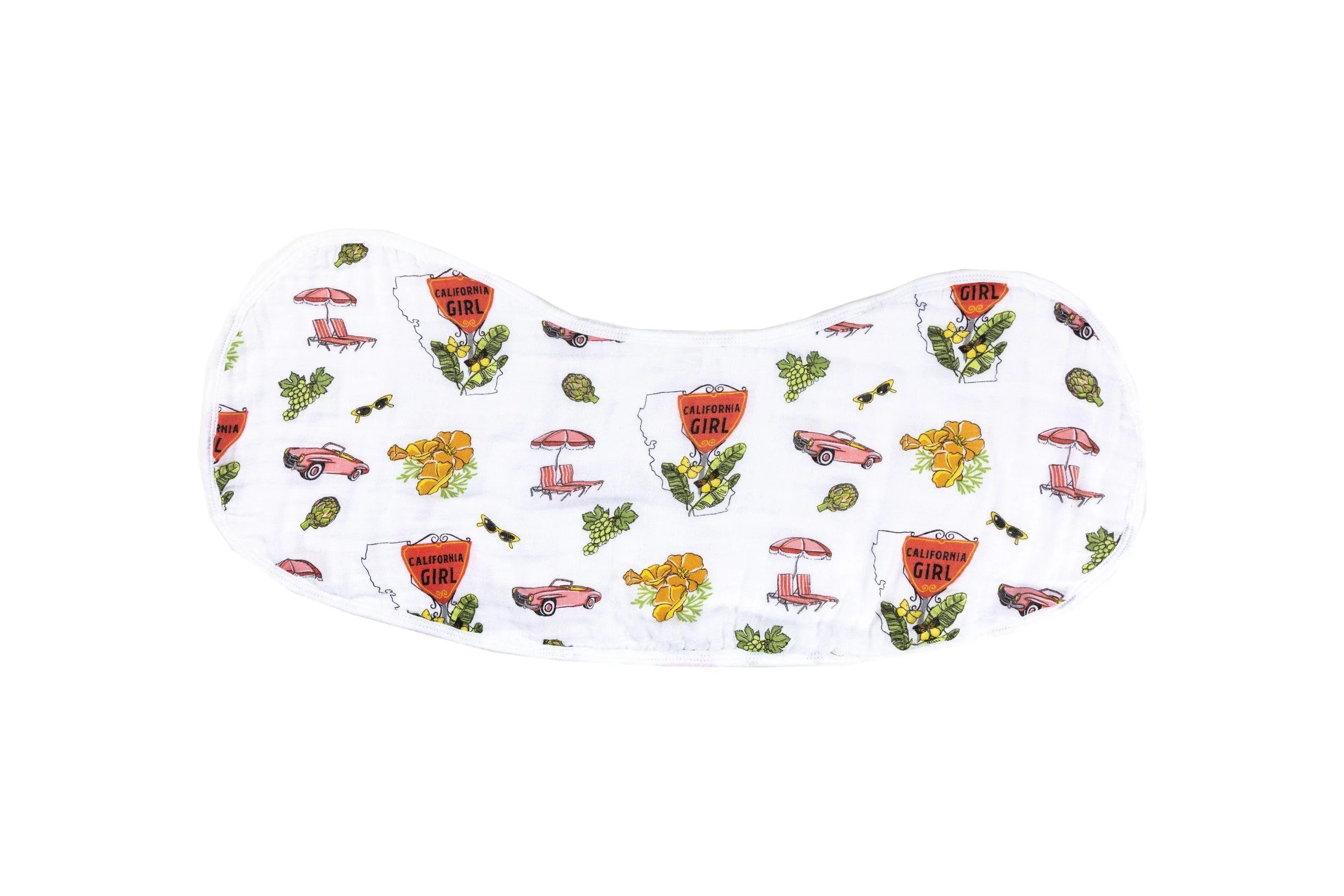 Baby Burp Cloth & Bib Combo: California Girl