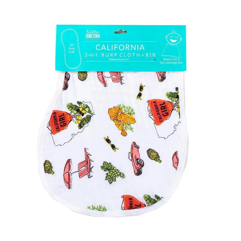 Baby Burp Cloth & Bib Combo: California Girl