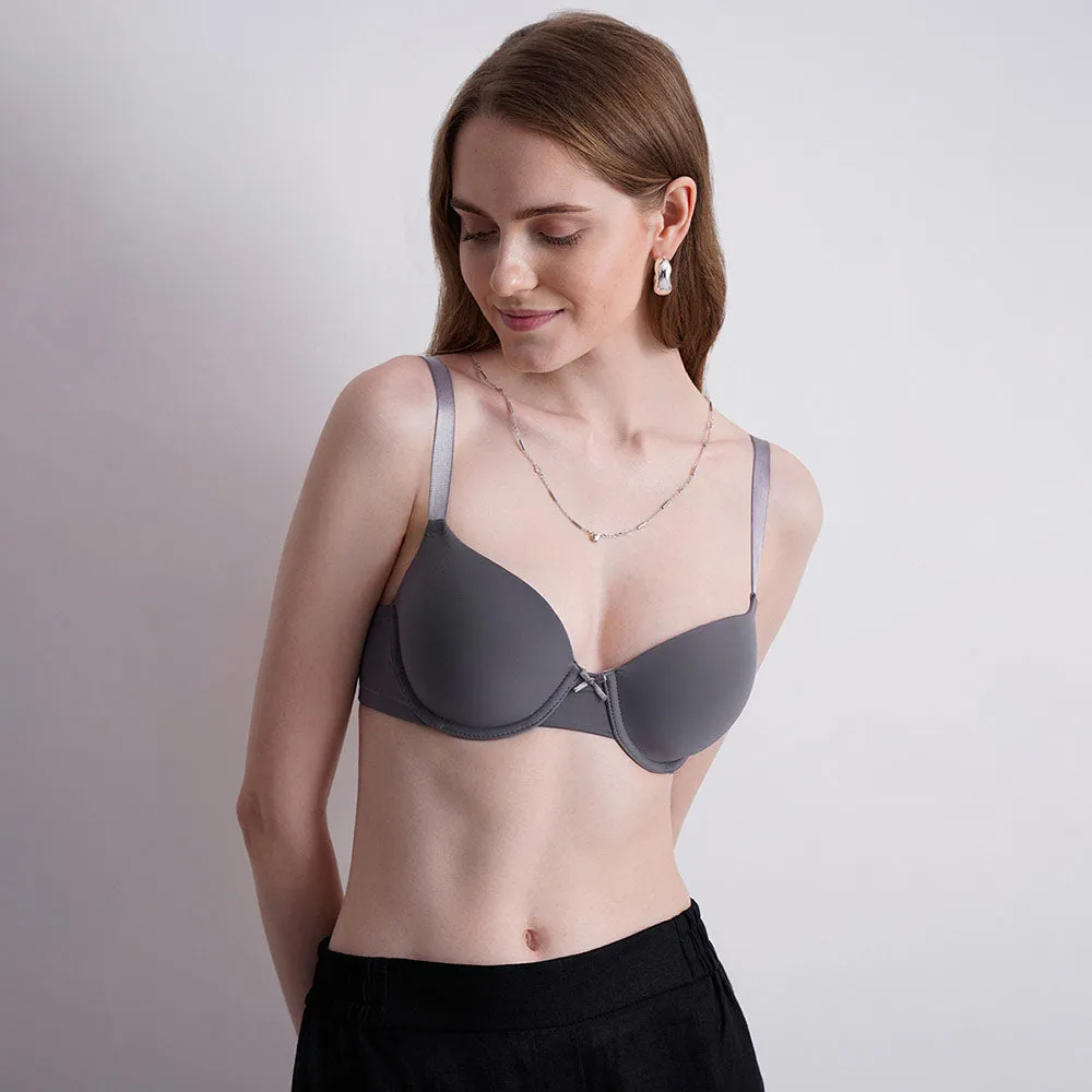 BASICS Zoe Padded Wired 3/4th Cup Everyday Wear Comfort Fit T-shirt Bra - Grey