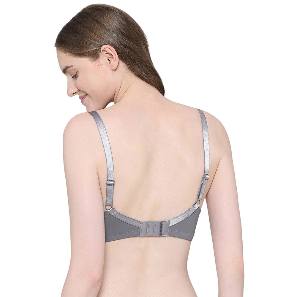 BASICS Zoe Padded Wired 3/4th Cup Everyday Wear Comfort Fit T-shirt Bra - Grey