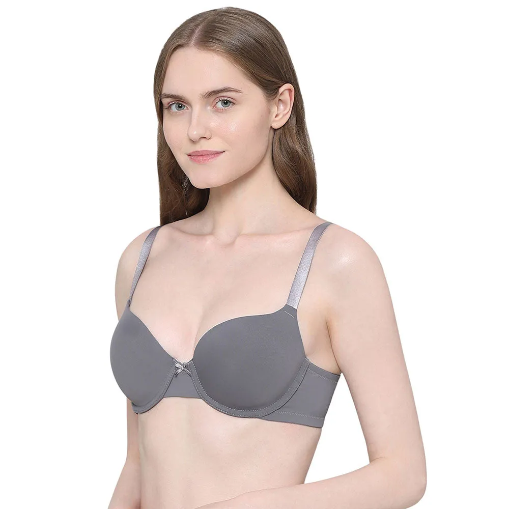 BASICS Zoe Padded Wired 3/4th Cup Everyday Wear Comfort Fit T-shirt Bra - Grey