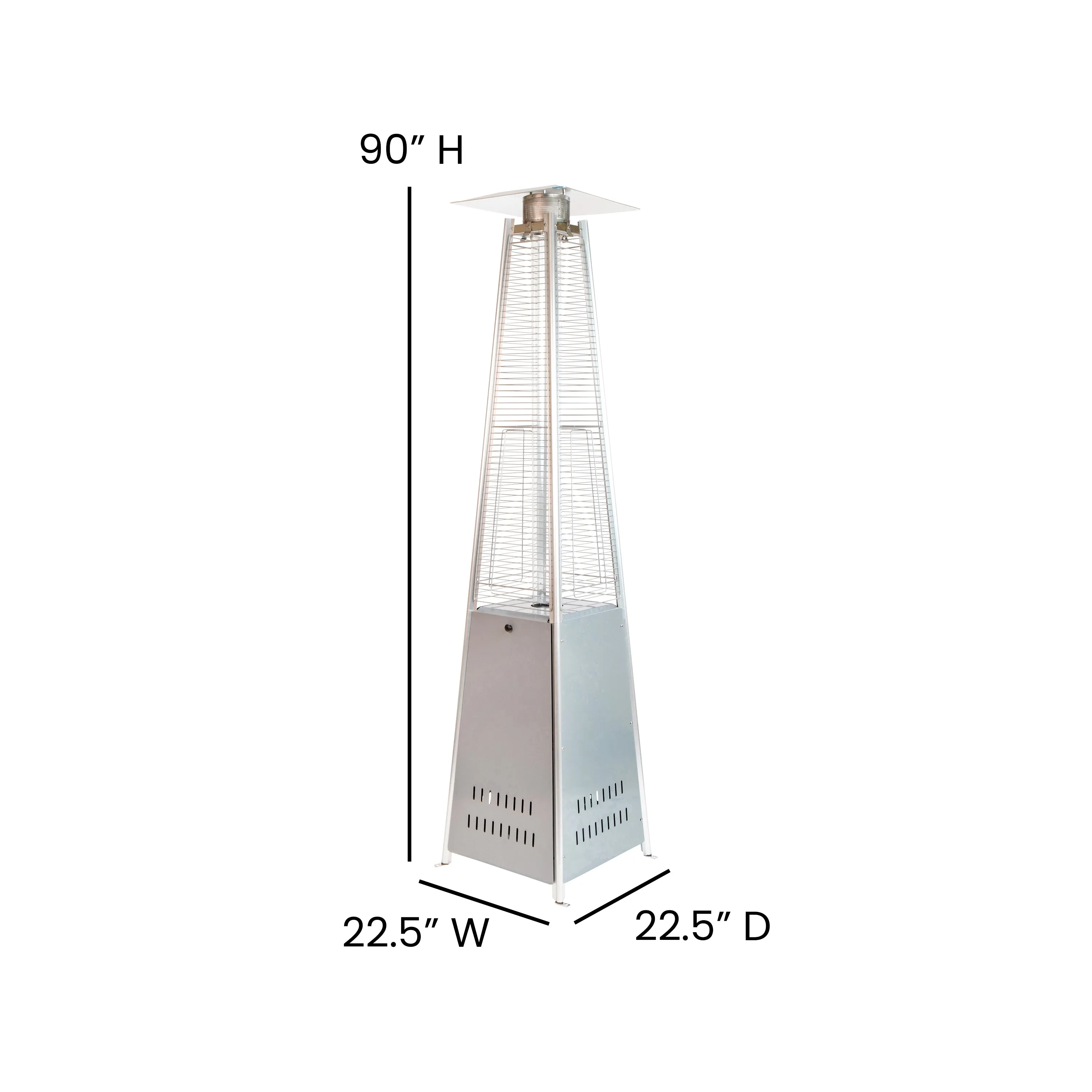 Blaise Stainless Steel Outdoor Pyramid Propane Patio Heater with Wheels - 42,000 BTU