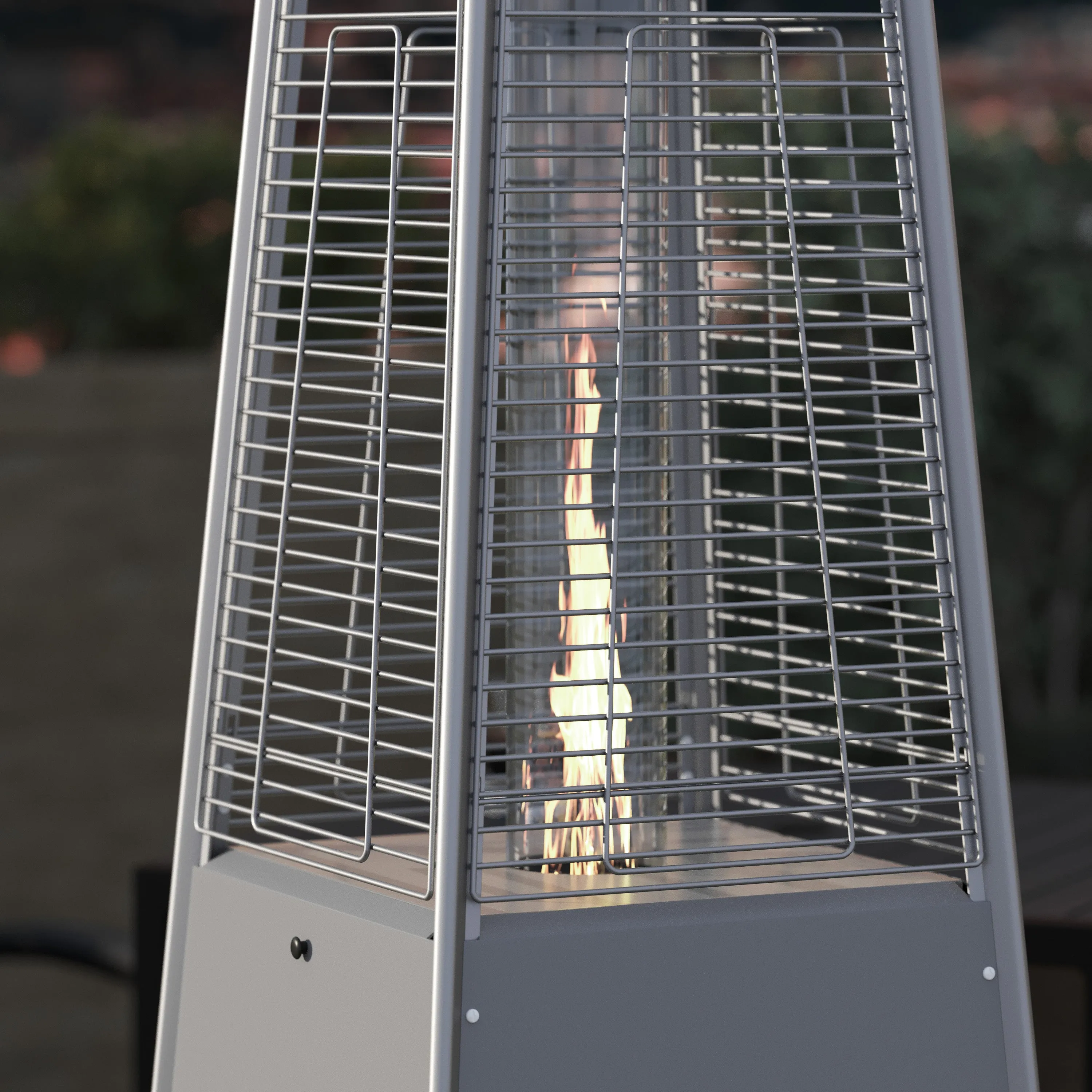 Blaise Stainless Steel Outdoor Pyramid Propane Patio Heater with Wheels - 42,000 BTU