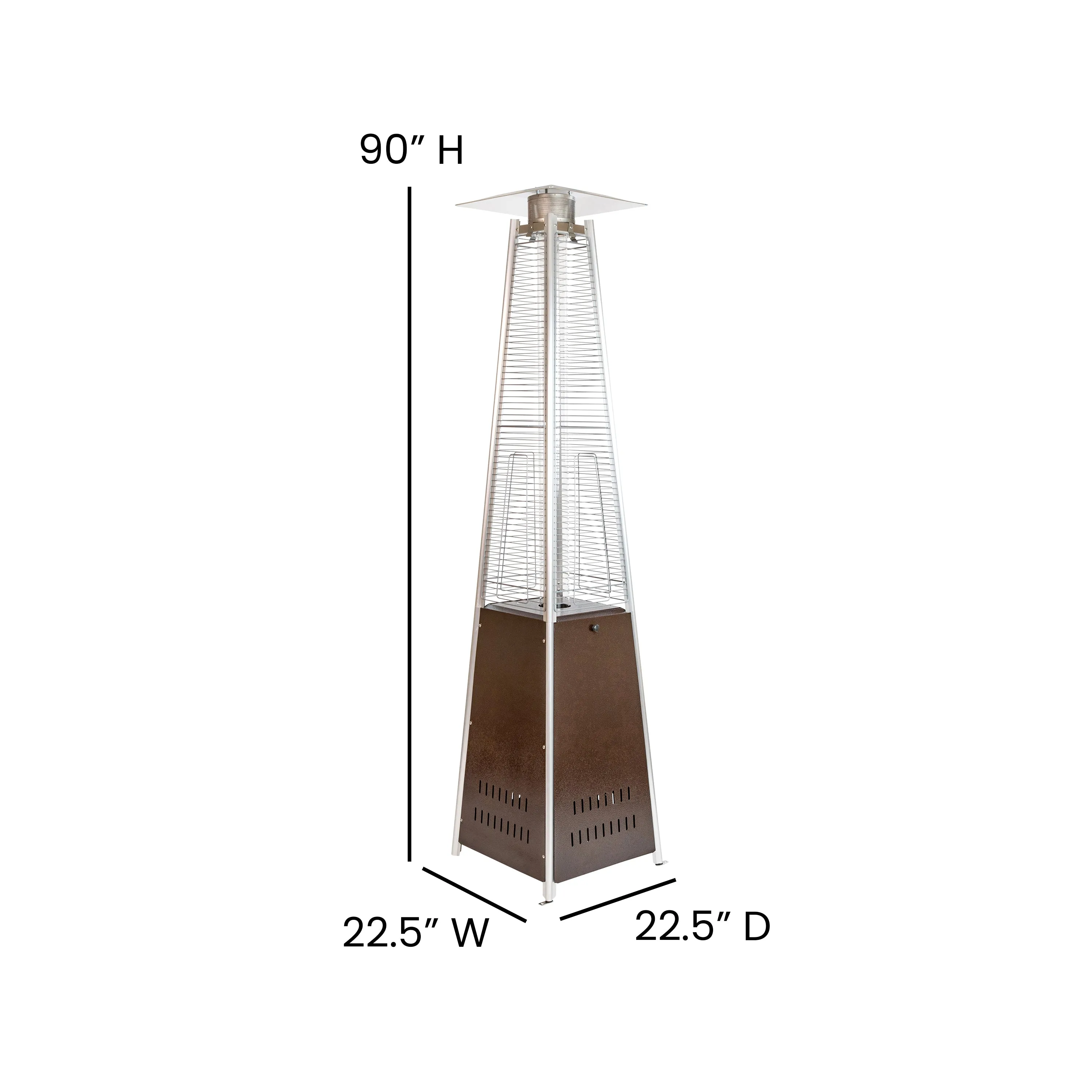 Blaise Stainless Steel Outdoor Pyramid Propane Patio Heater with Wheels - 42,000 BTU