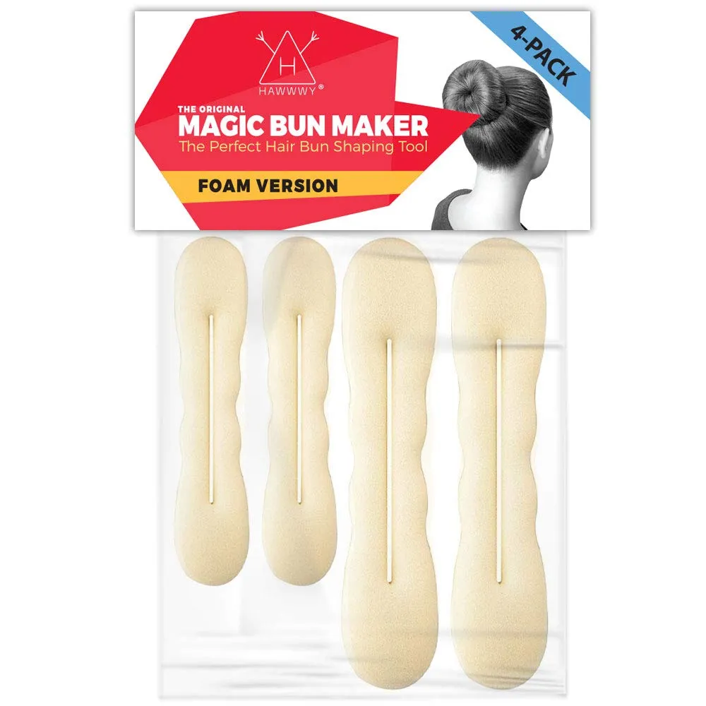 Blonde Magic Bun Maker Foam, Hawwwy 4 Pack Easy Sponge Hair Bun Shaper, Perfect Padding