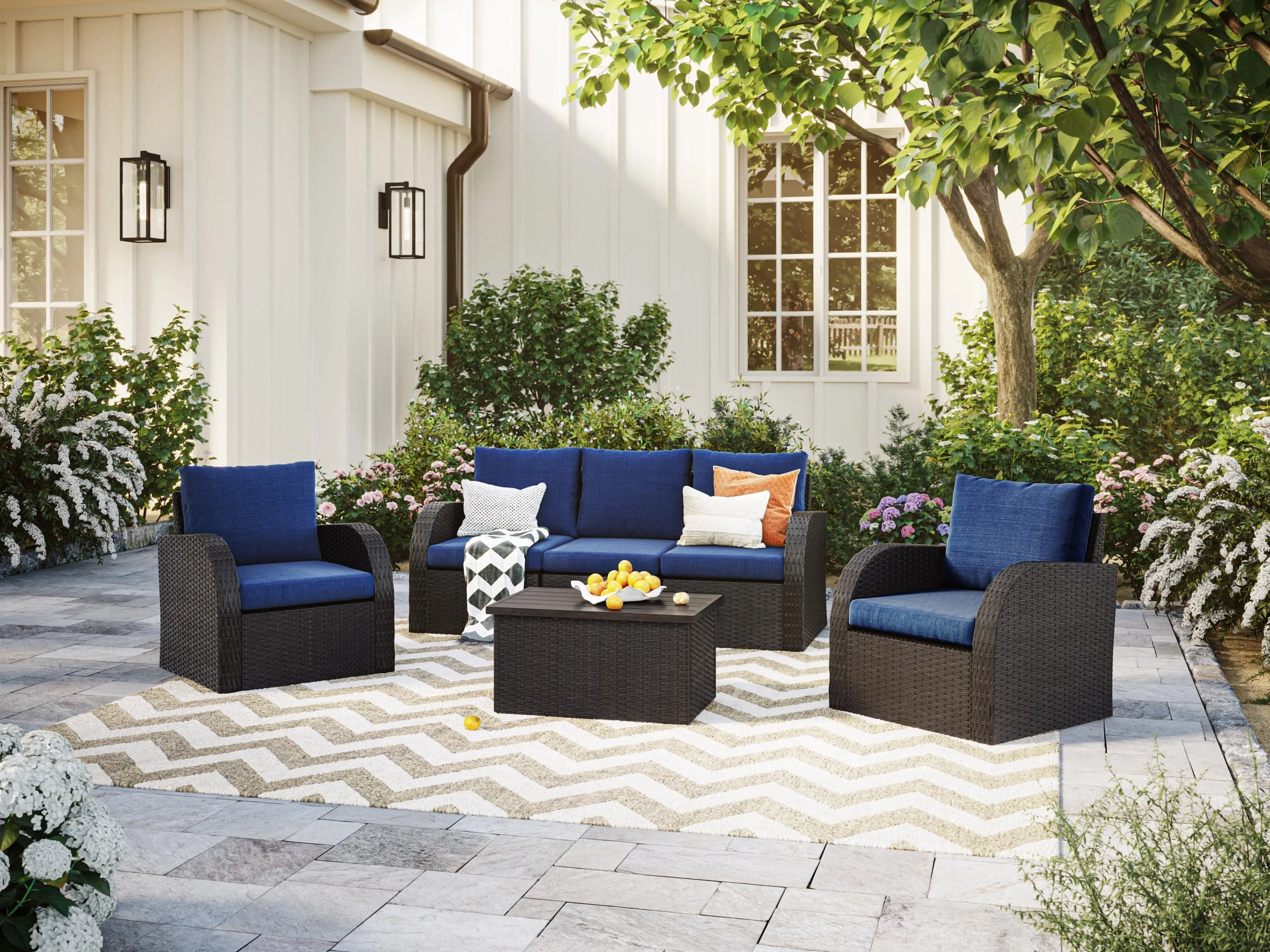 Blue 6pc Outdoor Sofa Set