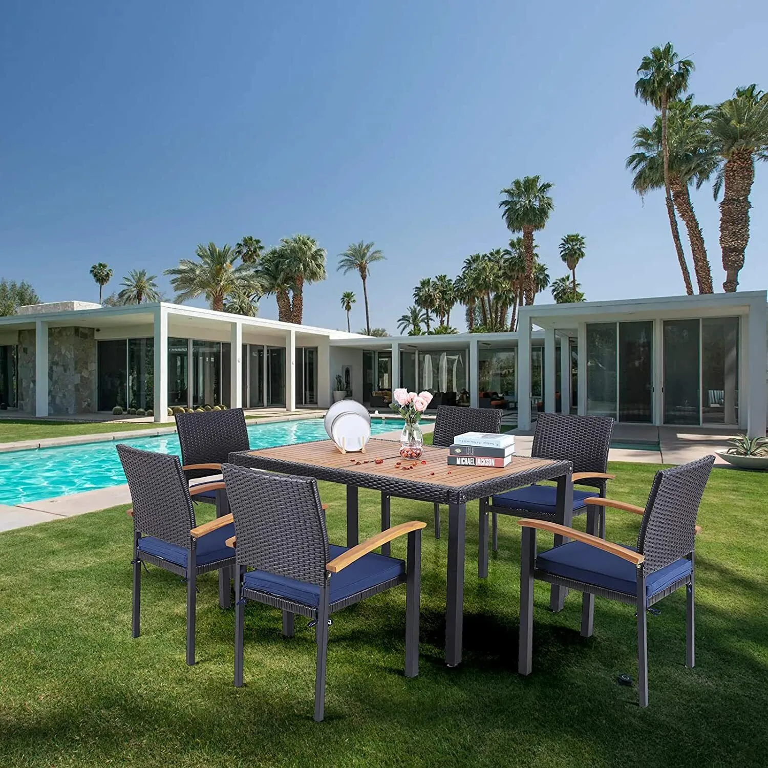 Blue Outdoor Patio Dining Set