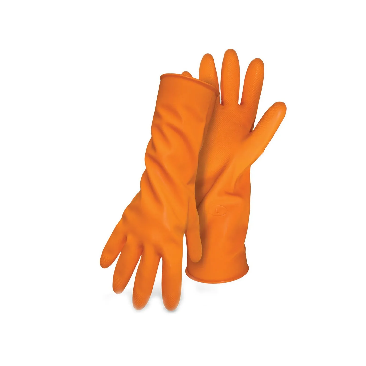 BOSS 4708L Protective Gloves, L, 13 in L, Diamond-Grip/Embossed-Grip Thumb, Rolled Cuff, Latex, Orange