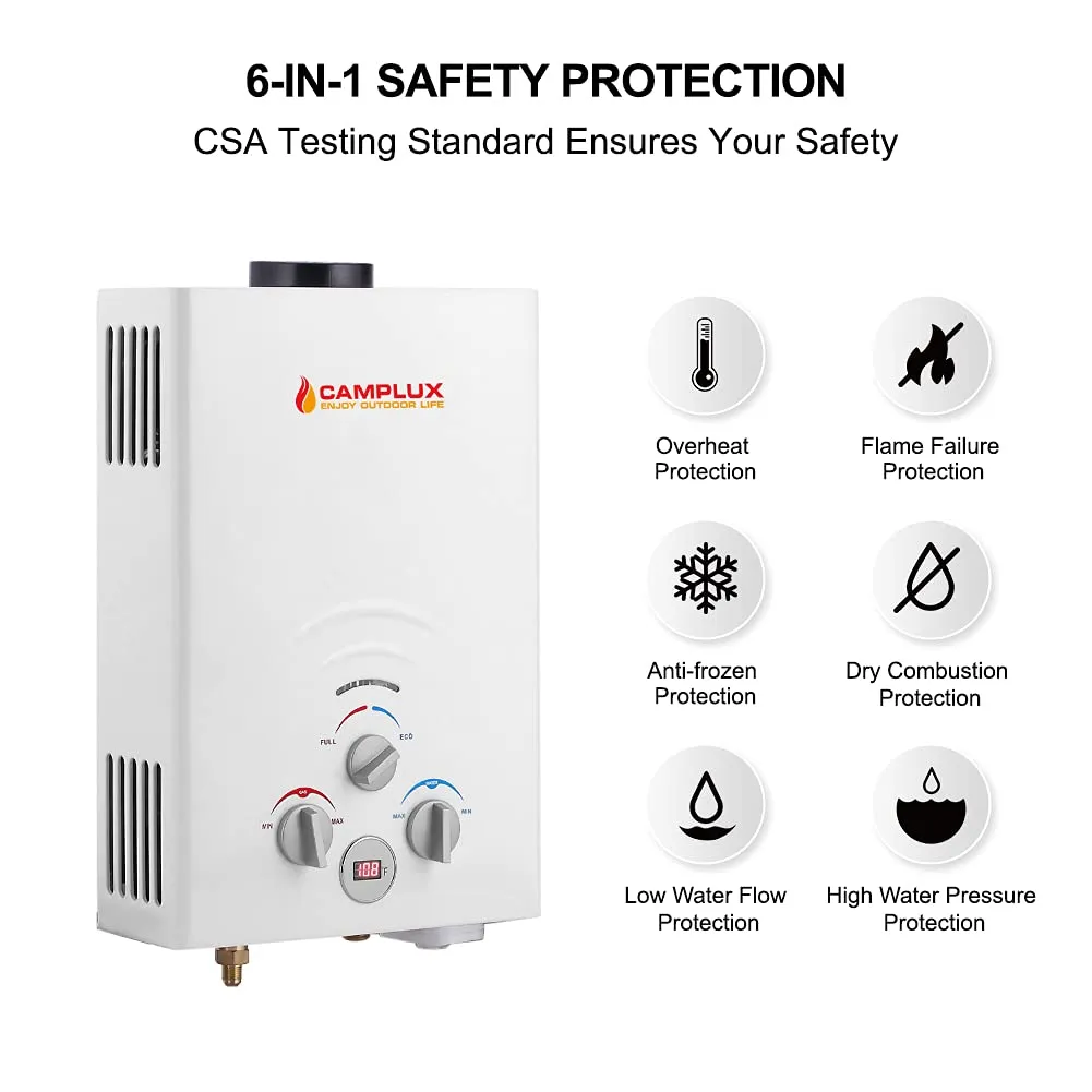 Camplux Outdoor Portable Tankless Water Heater - 1.58 GPM