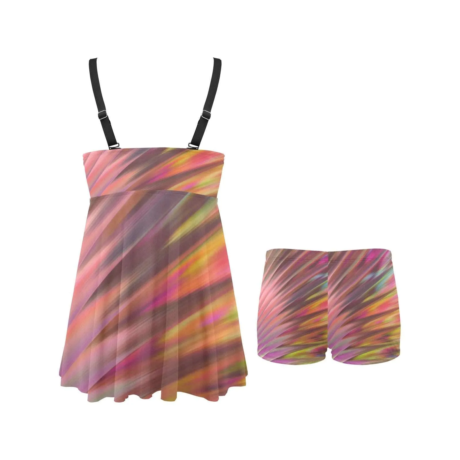 Color Blast Chest Pleat Swim Dress