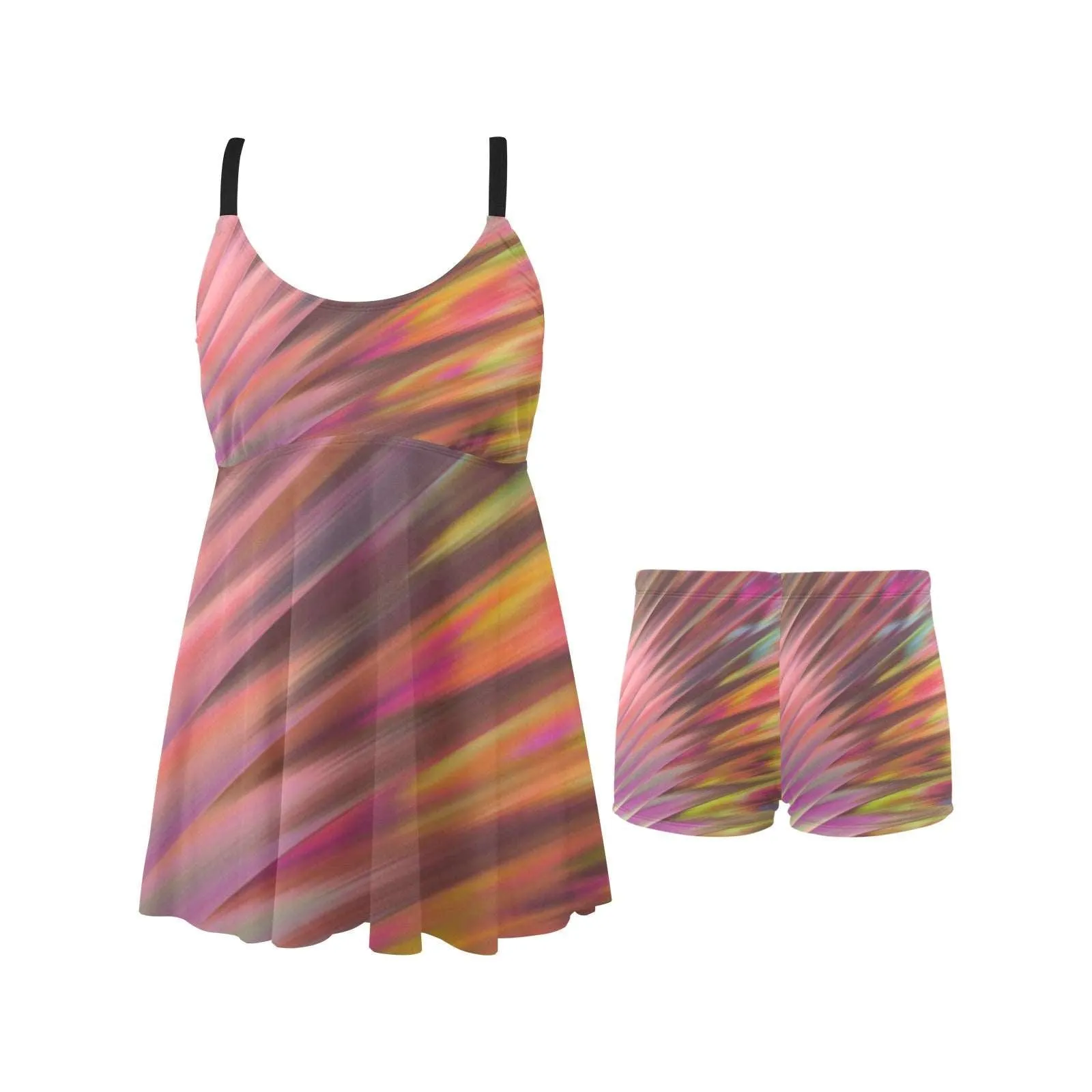 Color Blast Chest Pleat Swim Dress