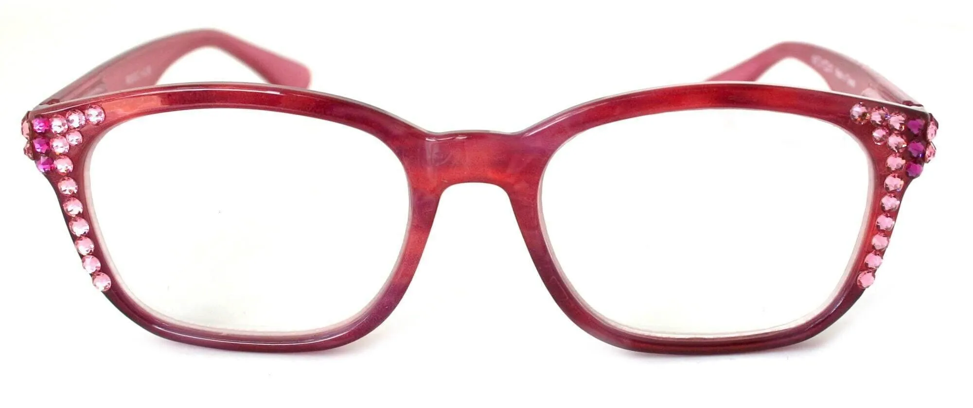 Coral, (Bling) Reading Glasses For Women W (Rose, Light Rose) Genuine European Crystals.  1.50 to  3  Marble Pattern Frame. NY Fifth Avenue.