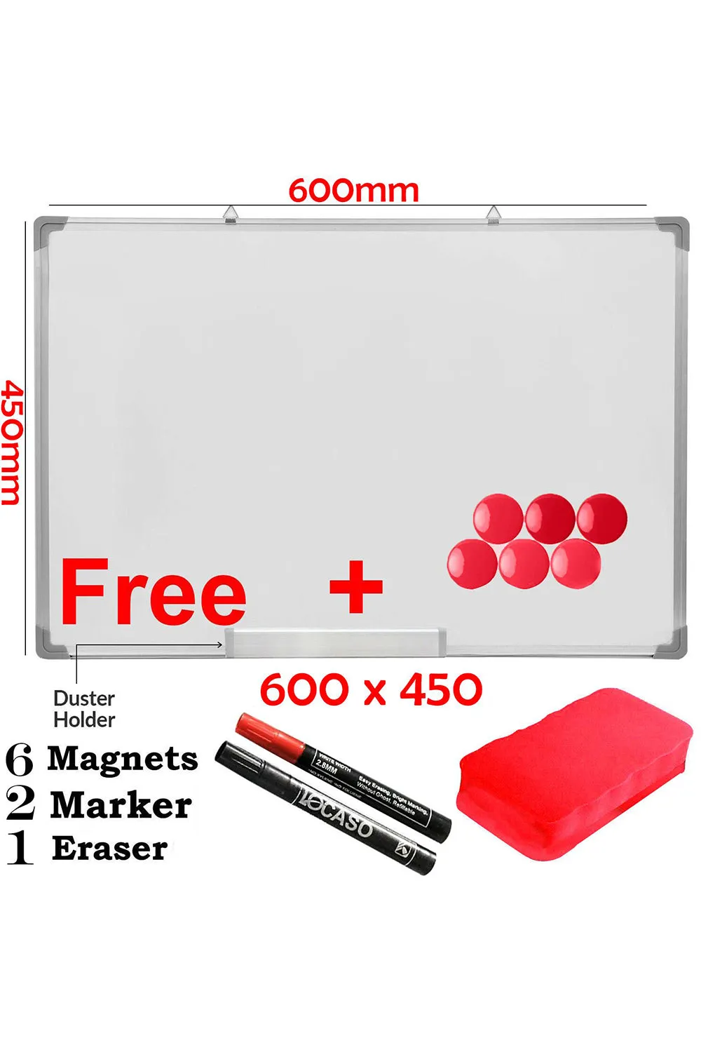 Dry Wipe Magnetic Whiteboard with Free Accessories