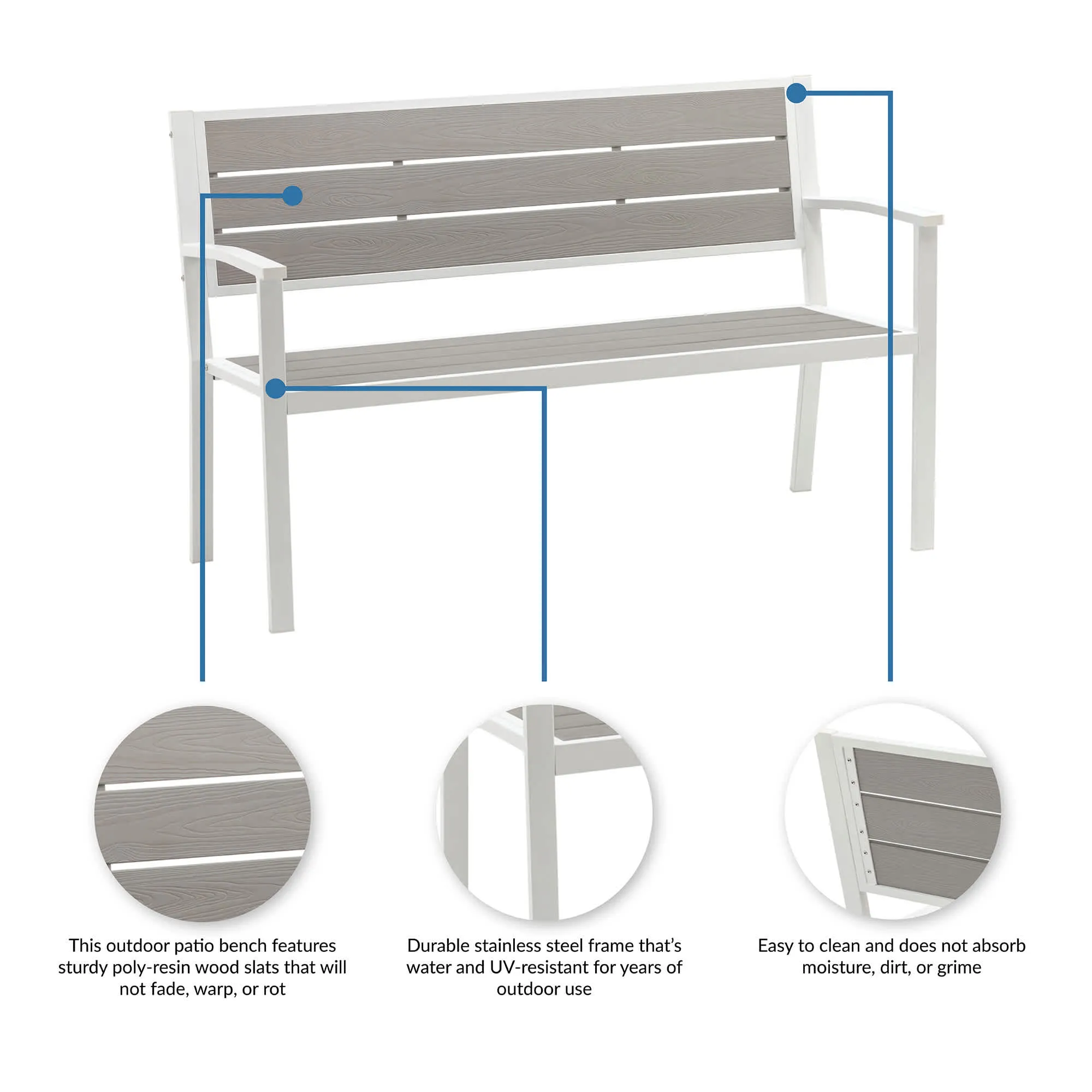 Ez-Care Tek-Wood™ Steel Patio Bench