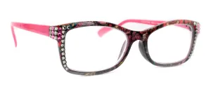 Frida, (Bling) Reading Glasses Women Adorned w (Rose, Black Diamond) Genuine European Crystals. 1.25 to  4  Paisley print.  NY Fifth Avenue