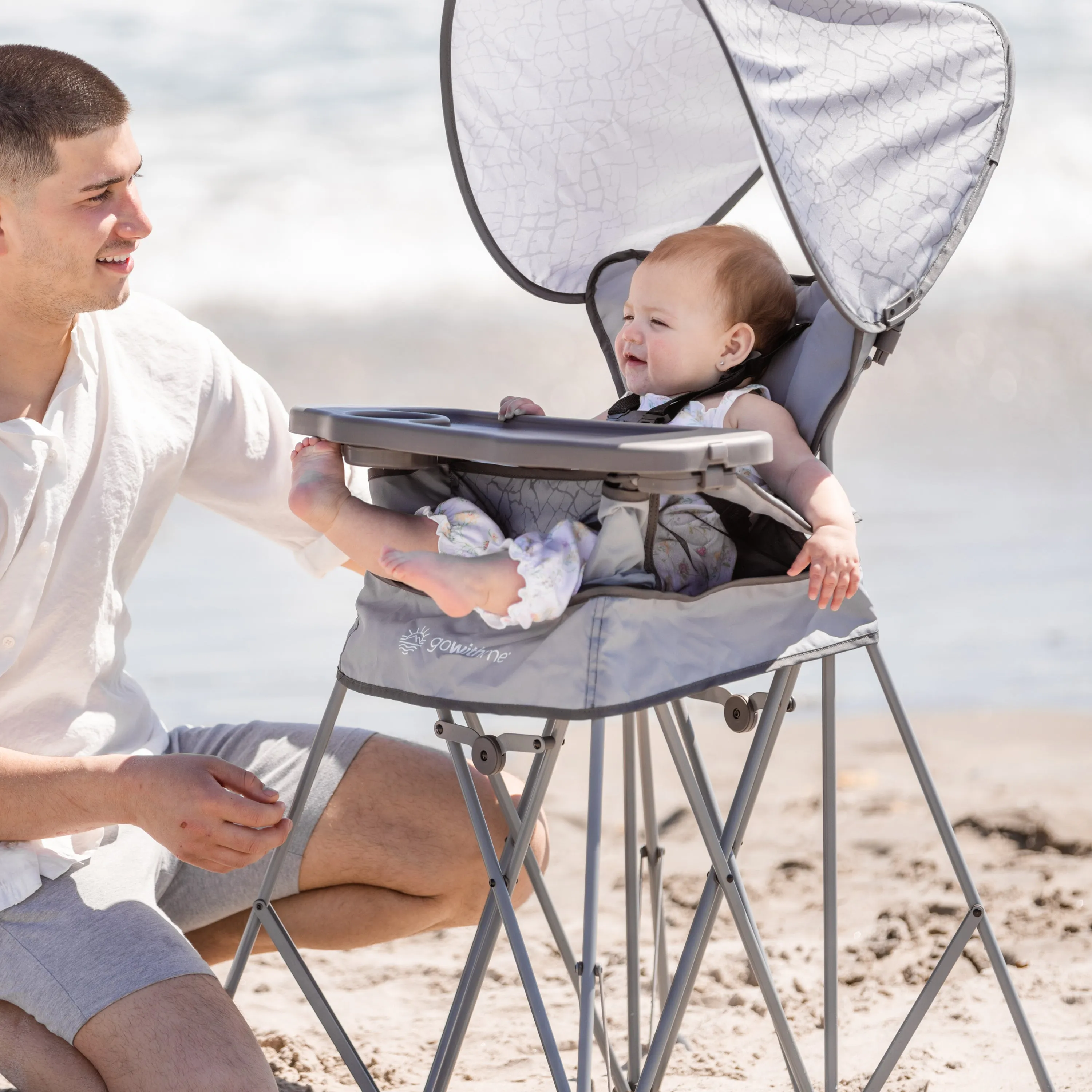 Go With Me® Uplift Deluxe Portable High Chair with Canopy - Elephant Grey