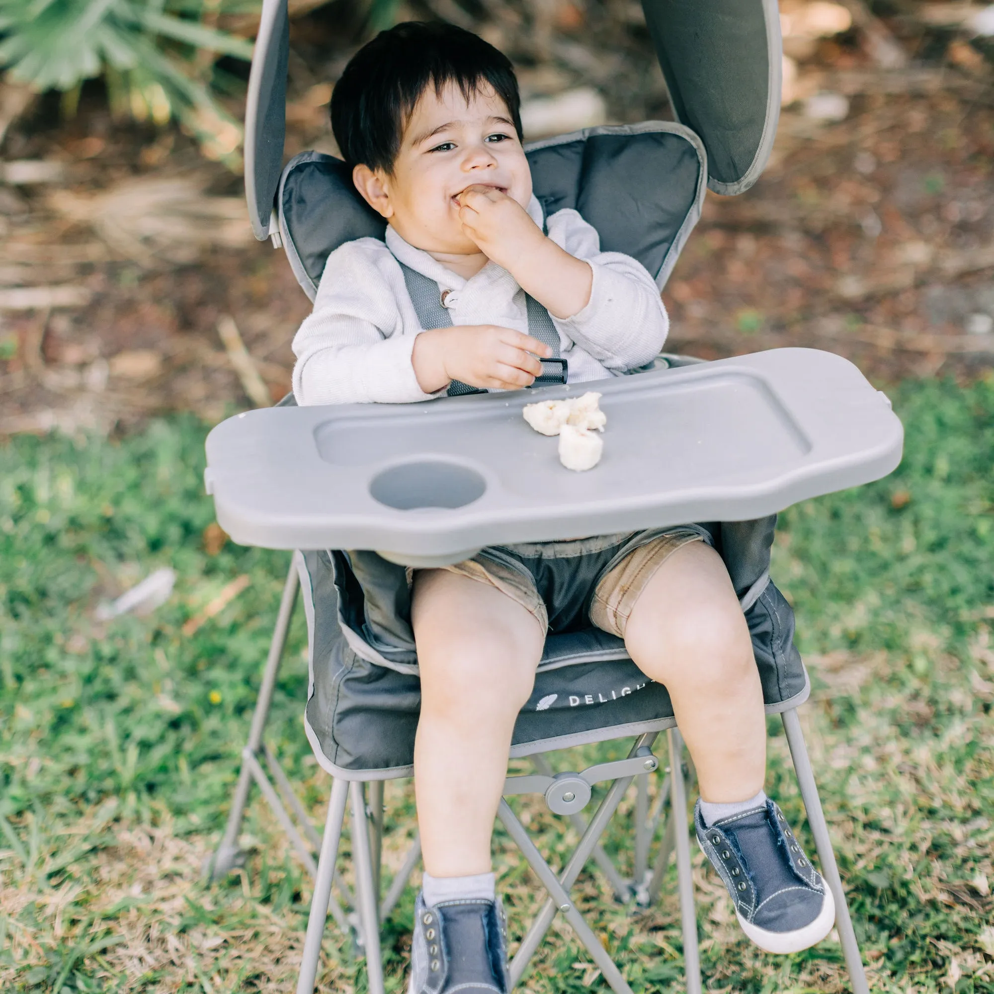 Go With Me® Uplift Deluxe Portable High Chair with Canopy- Grey