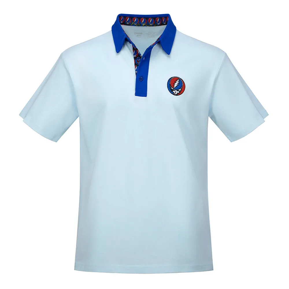 Grateful Dead | Pique Polo | Light Blue with Stealie