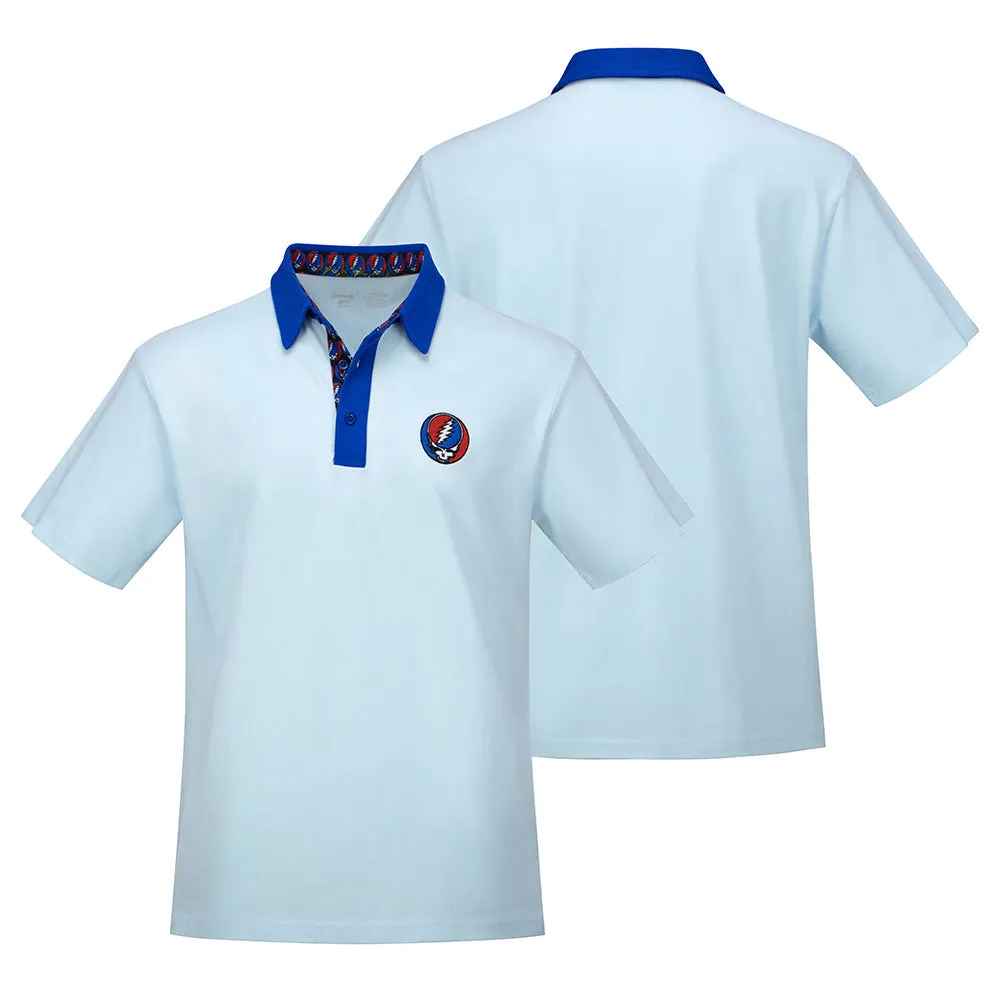 Grateful Dead | Pique Polo | Light Blue with Stealie