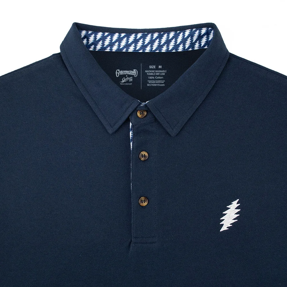 Grateful Dead | Pique Polo | Navy with Bolts