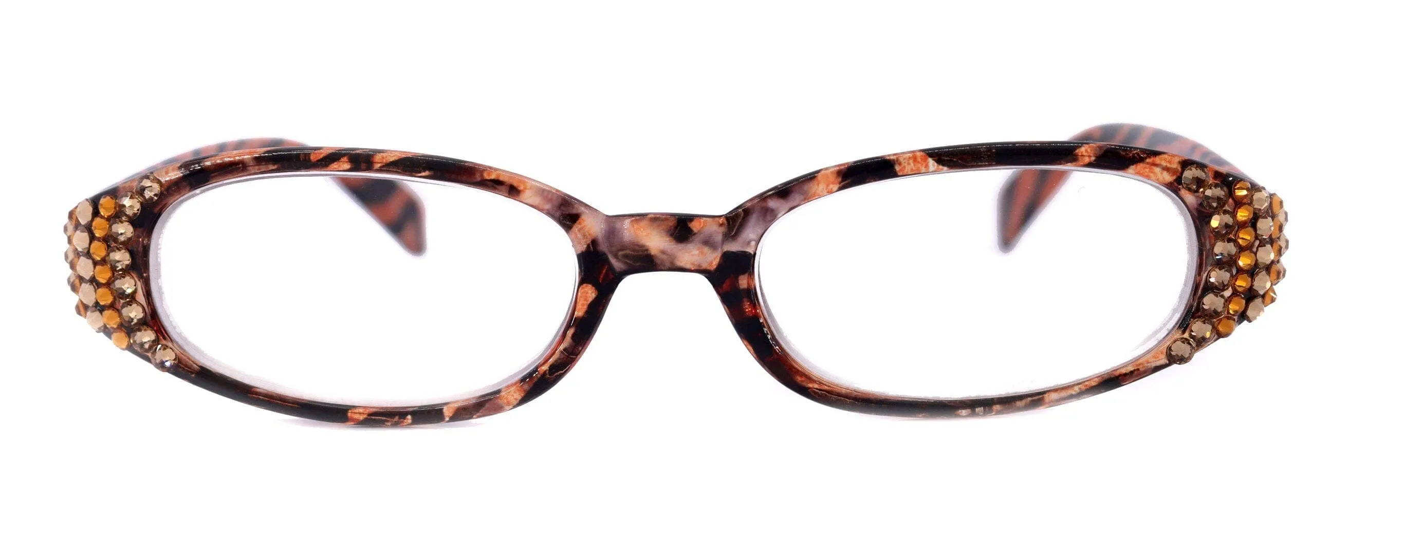 Isabella, (Bling) Reading Glasses Women W (Cooper, Light Colorado) Genuine European Crystals (Tiger) Animal Print NY Fifth Avenue