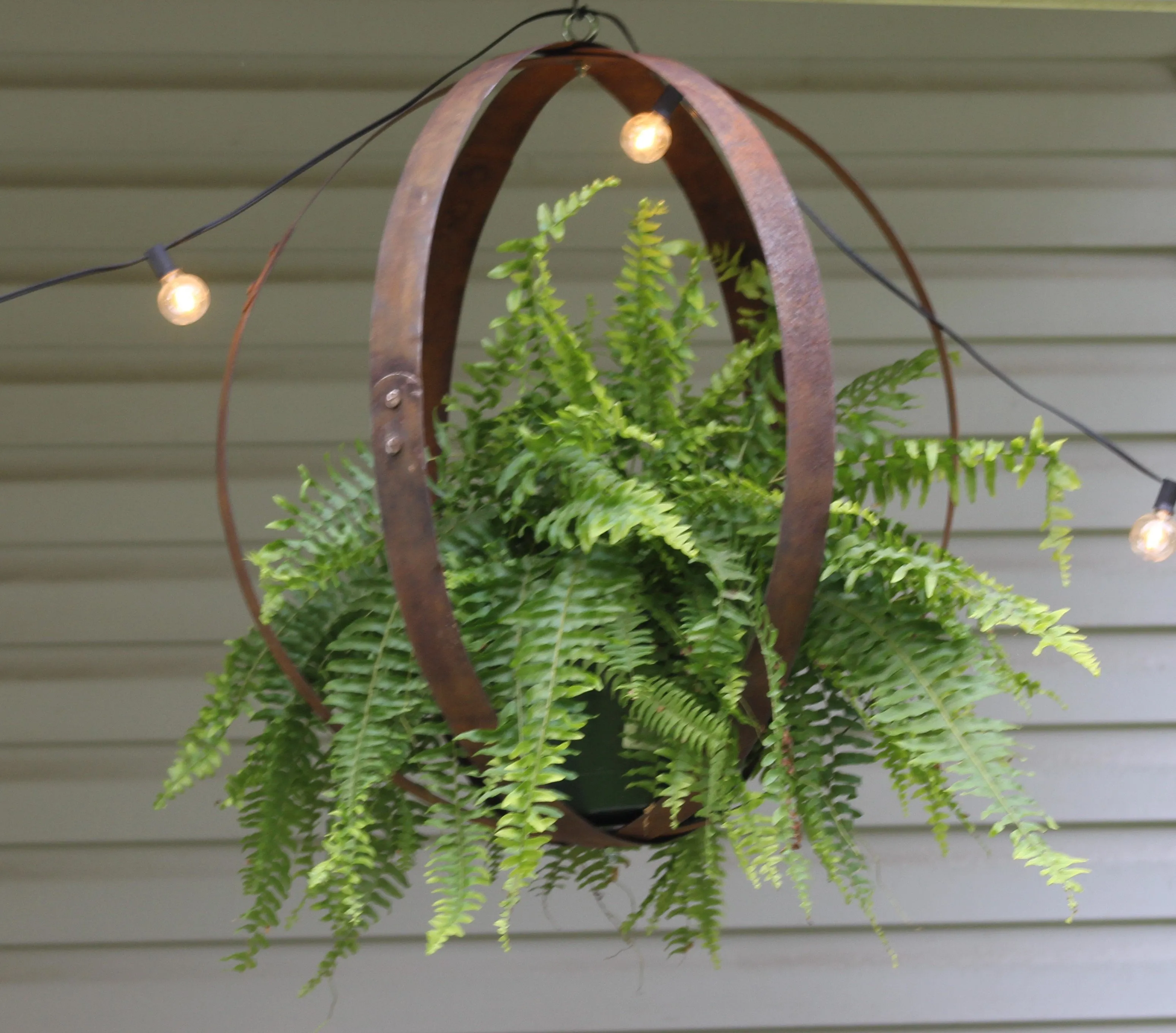 Large 3 Ring Flower Holder, Made With Reclaimed Whiskey Barrel Rings