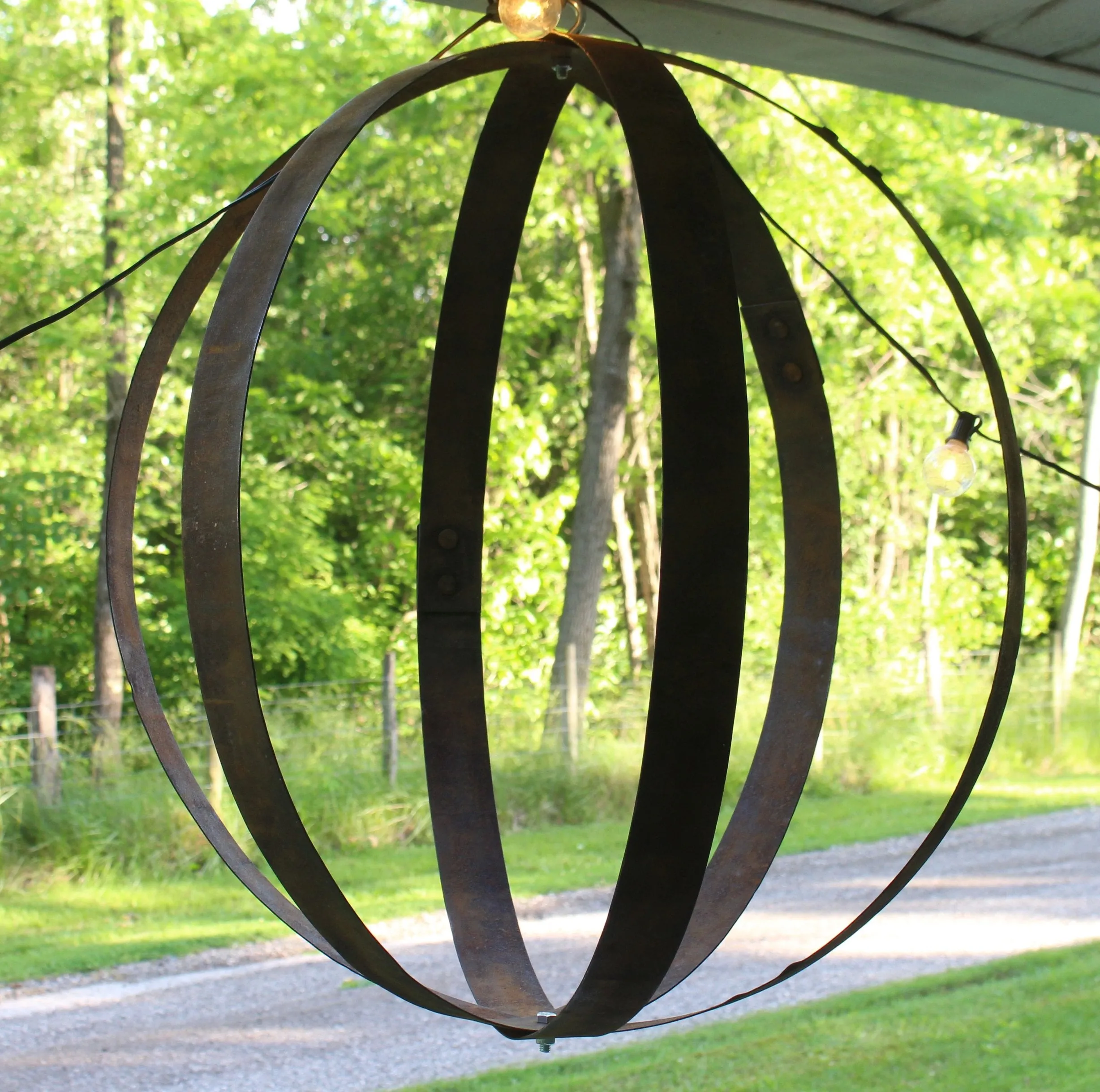 Large 3 Ring Flower Holder, Made With Reclaimed Whiskey Barrel Rings