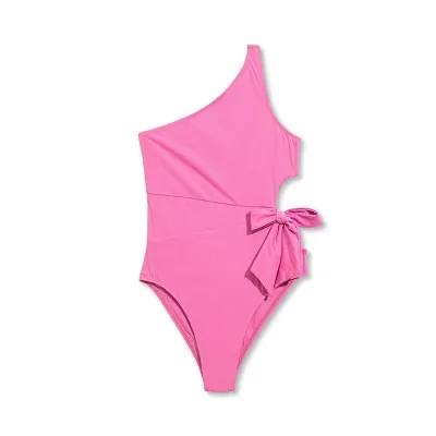 LIBERTY & JUSTICE Women's High Leg Cheeky One Piece Swimsuit, Pink XS