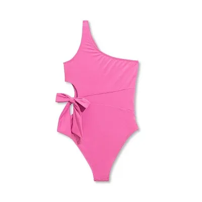 LIBERTY & JUSTICE Women's High Leg Cheeky One Piece Swimsuit, Pink XS