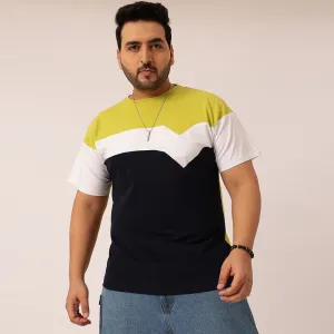 Lime Green White Black Color Block T-shirt