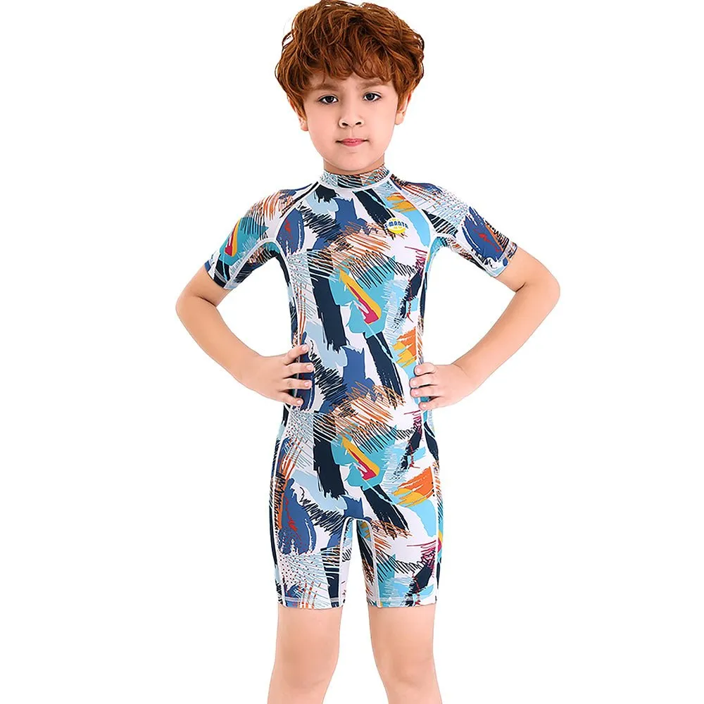 Little Surprise Box One piece Knee Length Kids Swimwear Geometric print, UPF 50  with Cap