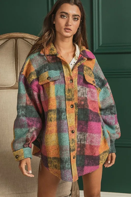 Lory Loose Fit Buttoned Down Check Shirt Jacket