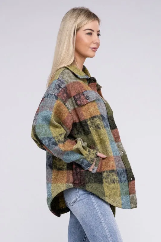 Lory Loose Fit Buttoned Down Check Shirt Jacket