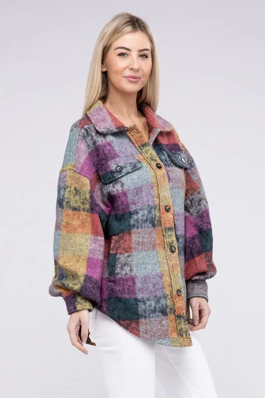 Lory Loose Fit Buttoned Down Check Shirt Jacket