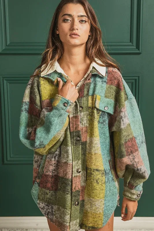 Lory Loose Fit Buttoned Down Check Shirt Jacket