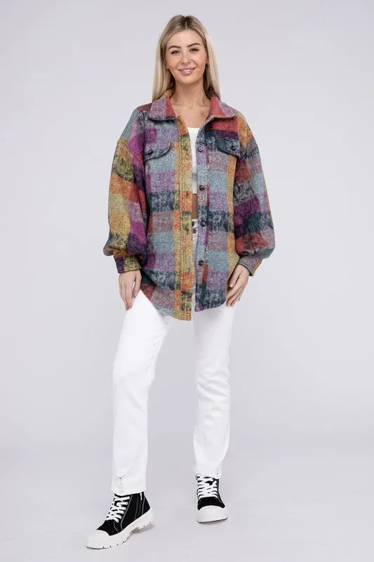 Lory Loose Fit Buttoned Down Check Shirt Jacket