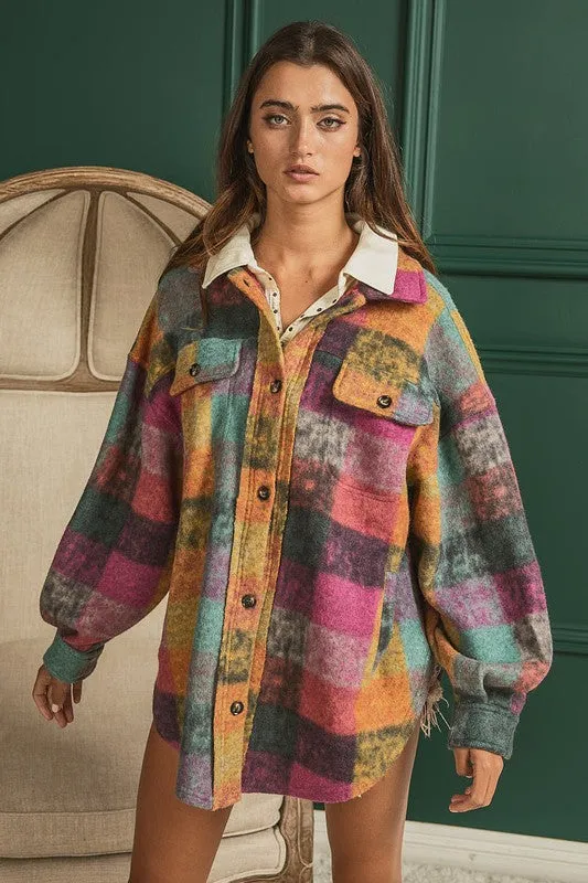 Lory Loose Fit Buttoned Down Check Shirt Jacket