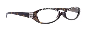 Lucky, (Bling) Women Reading Glasses W (Clear) Genuine European Crystals, Magnifying, Cat Eyes (Brown Tortoise Shell)  NY Fifth Avenue