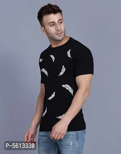 Men's Cotton Blend Half Sleeves Printed T Shirt