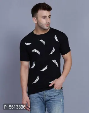 Men's Cotton Blend Half Sleeves Printed T Shirt