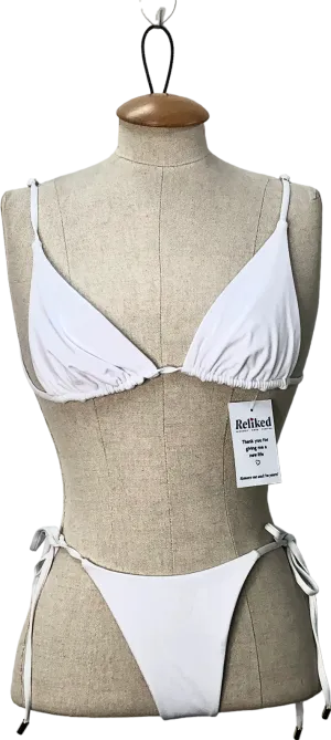 Monday Swimwear White Triangle Bikini Top And Bottoms UK S